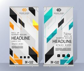 Business banners templates modern colorful geometric vectors