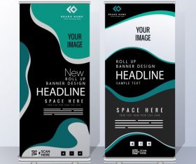 Business banner templates modern abstract curves vector