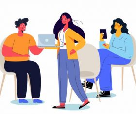 Office staffs icons cartoon characters vector