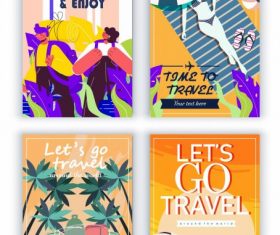 Travel banners templates bus airplane tourists vector