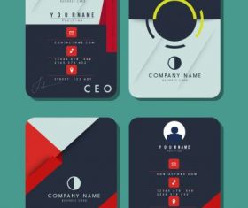 Business card templates colored flat vertical technology theme vector
