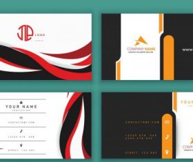 Business cards templates swirled plain contrast colored vector