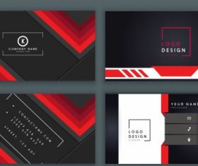 Business card templates dark black red vector