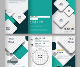 Trifold brochure templates modern bright checkered vector graphics