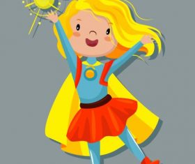Superwoman magic kid cartoon character vector
