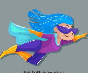 Superwoman cute cartoon character flying vector