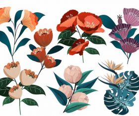 Petals icons colorful classical vector