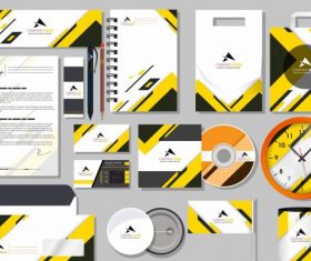 Branding idendity sets modern bright yellow white vector