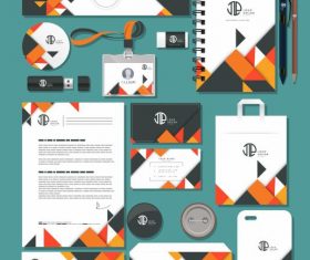 Branding identity sets abstract modern colorful geometric vector