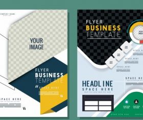 Business flyer templates modern colorful checkered vector
