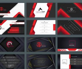 Business card templates dark black red vector