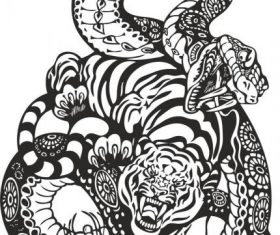 Snake and tiger fight free cdrs art vector