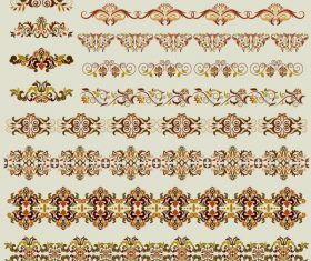 Document elements collection colored symmetric curves vector