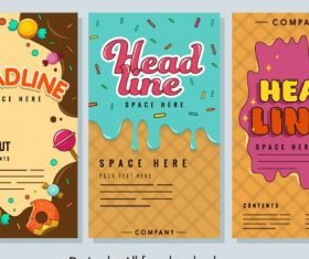 Confectionery banners templates colorful melting chocolate cream vector