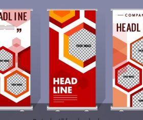 Corporate banner templates colorful flat checkered polygonal vector
