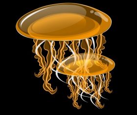 Jellyfish painting modern contrast shiny golden vector