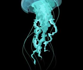 Jellyfish painting shiny modern blue vector