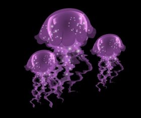 Jellyfish painting contrast shining violet shiny vector