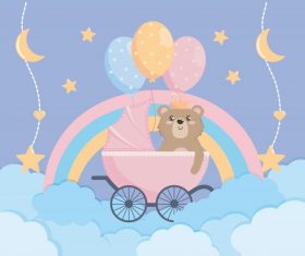 Happy bear ballon vector design