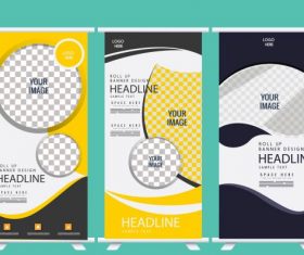 Curl up banner templates modern abstract vector