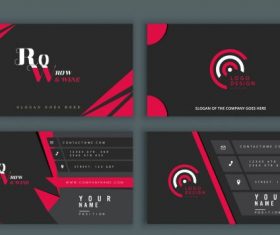 Business cards templates modern black red vector
