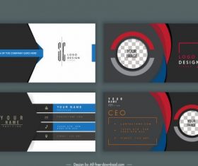 Business card templates modern dark vector
