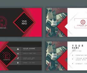 Business card templates leaves geometric vector