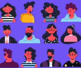 People avatar icons colorful cartoon vector design