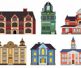 Buildings icons european architecture vector