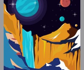 Galaxy poster planets scenery colorful vector