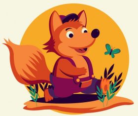 Baby fox cute stylized cartoon character vector