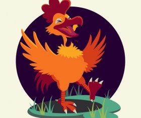 Rooster funny cartoon character vector