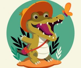 Alligator funny stylized cartoon vector graphics