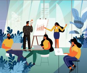 Office work background working staffs vector