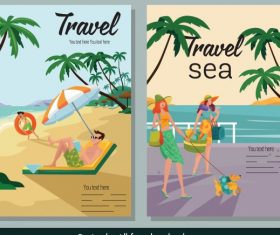 Sea travel poster colorful cartoon vector design