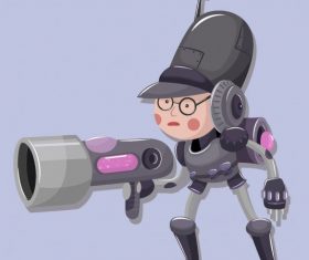 Space warrior modern gun armed armour vector