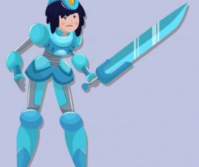 Space warrior modern armed woman vector