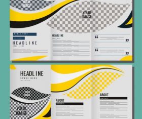 Corporate brochure templates bright curves vector