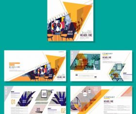 Corporate brochure templates furniture colorful vector