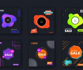 Social media post template collection vector