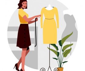 Fashioner job background colored cartoon vector