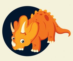 Triceraptor dinaosaur cute cartoon character orange vector