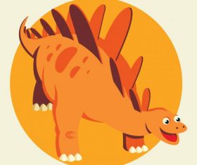 Stegosaurus dinosaur cute cartoon character orange vector
