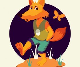 Fox animal funny stylized cartoon character vector material