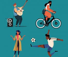 Human activities icons colored cartoon characters vector material