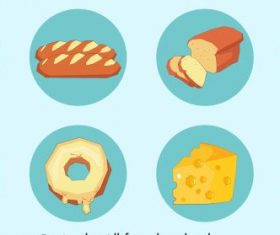 Food icons colored circle isolation vector