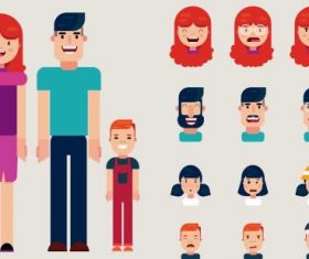 Human face avatars funny cartoon vector design
