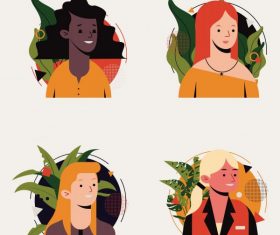 Human portrait avatar icons women face vector