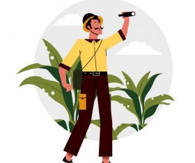 Exploration job background searching man cartoon vector