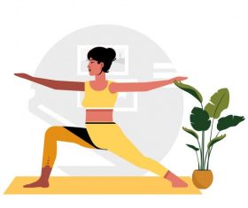 Yoga background woman doing exercise cartoon character vector